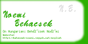 noemi behacsek business card